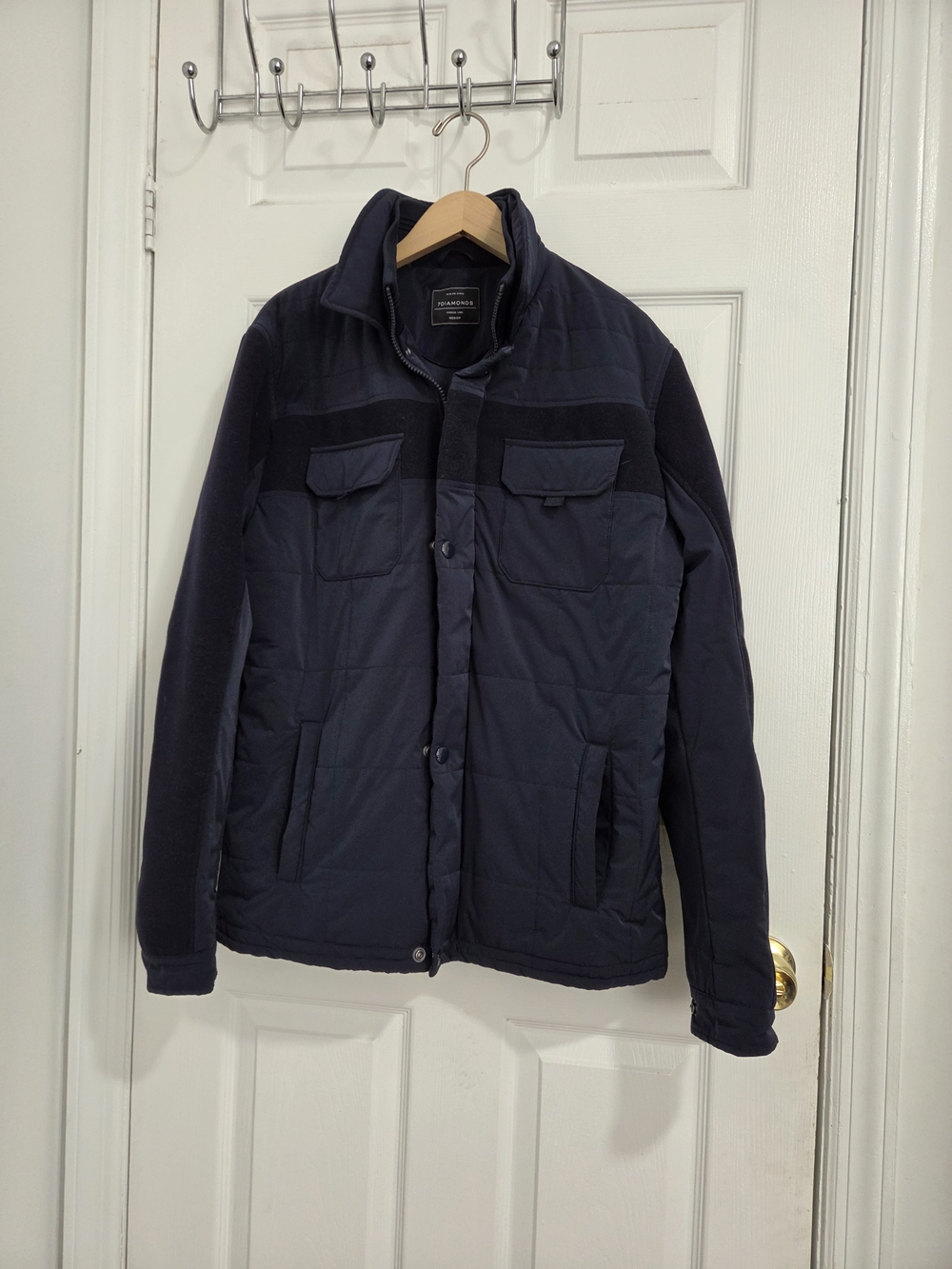 7DIAMONDS Men's Navy Quilted Utility Jacket